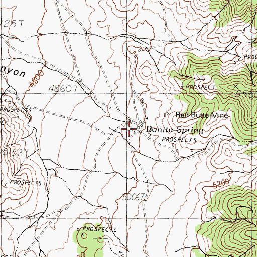 Topographic Map of Bonita Spring, NV