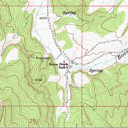 Topographic Map of Boone Creek Ranch, NV