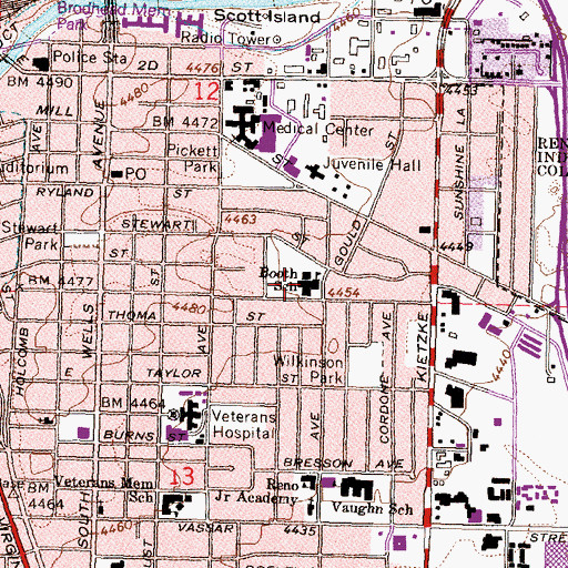 Topographic Map of Libby C Booth Elementary School, NV