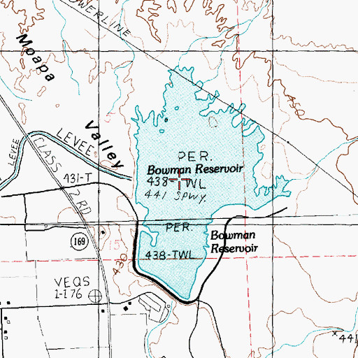 Topographic Map of Bowman Reservoir, NV
