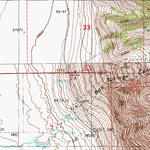 Topographic Map of Box Springs Canyon, NV