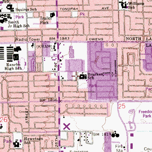 Topographic Map of Walter Bracken Elementary School, NV