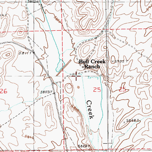 Topographic Map of Bull Creek Ranch, NV