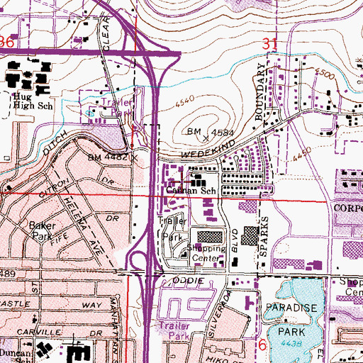 Topographic Map of Rita Cannan Elementary School, NV