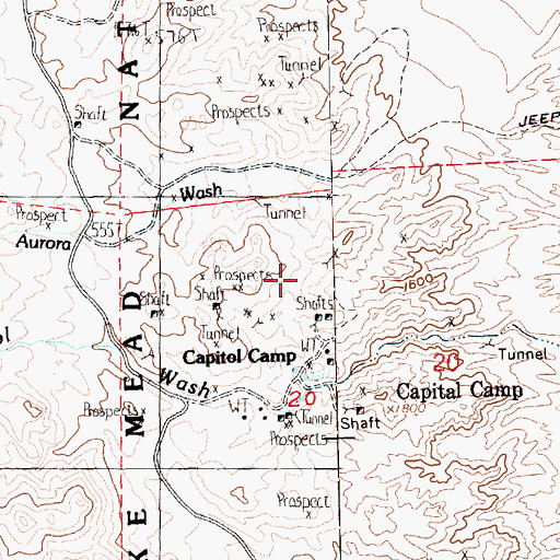Topographic Map of Capitol Camp, NV