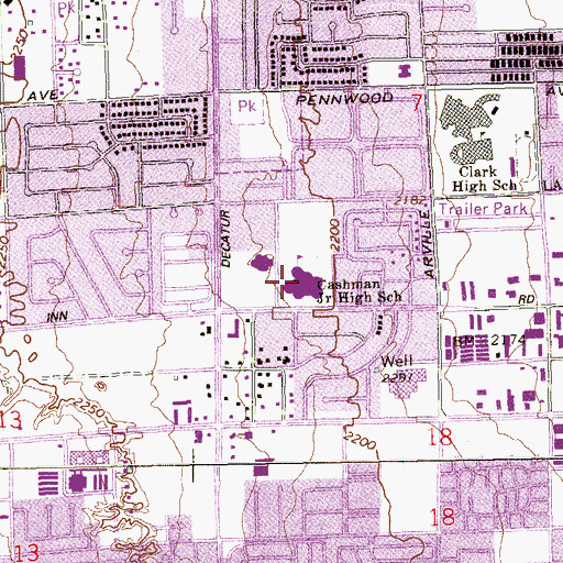 Topographic Map of James Cashman Middle School, NV