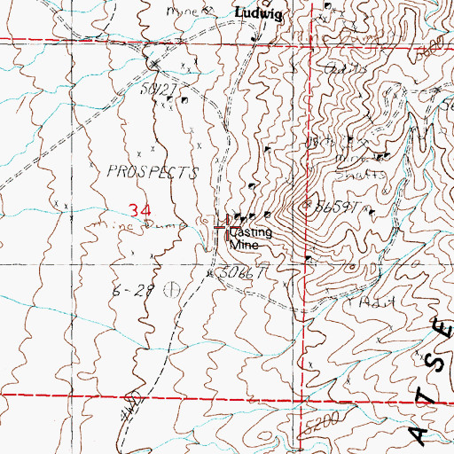 Topographic Map of Casting Mine, NV