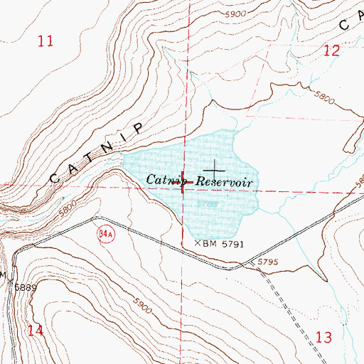 Topographic Map of Catnip Reservoir, NV