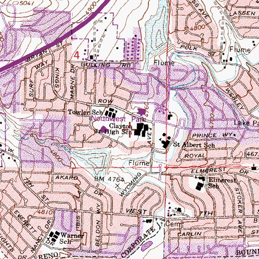 Topographic Map of Archie Clayton Middle School, NV