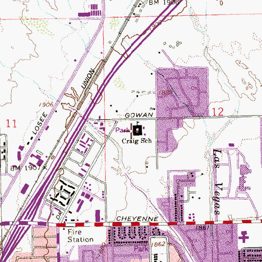 Topographic Map of Lois Craig Elementary School, NV