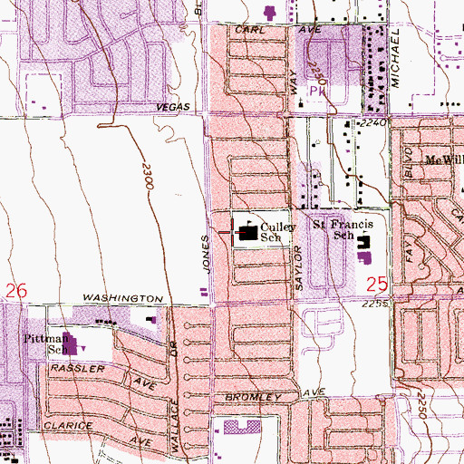 Topographic Map of Paul E Culley Elementary School, NV