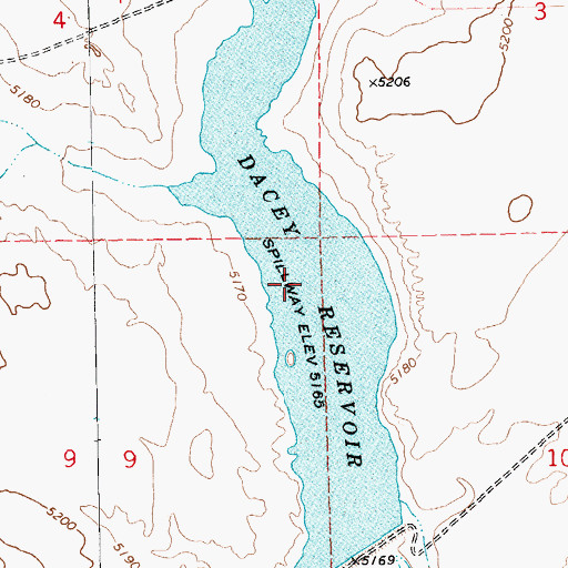 Topographic Map of Dacey Reservoir, NV