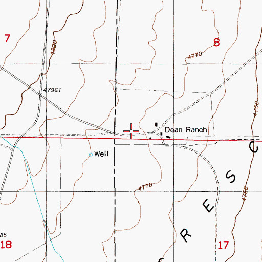 Topographic Map of Dean Ranch, NV