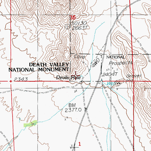 Topographic Map of Devils Hole, NV