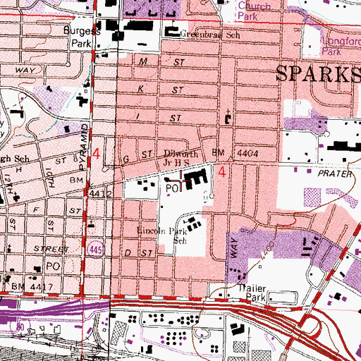Topographic Map of George L Dilworth Middle School, NV