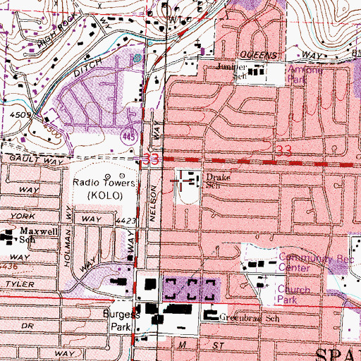 Topographic Map of Florence Drake Elementary School, NV