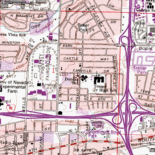 Topographic Map of Glenn Duncan Elementary School, NV