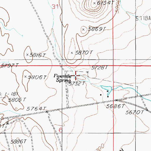 Topographic Map of Fivemile Spring, NV
