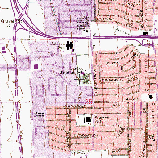 Topographic Map of Frank F Garside Junior High School, NV