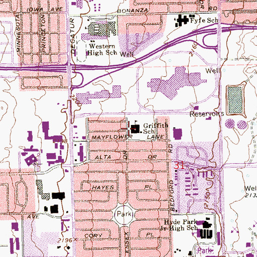 Topographic Map of E W Griffith Elementary School, NV