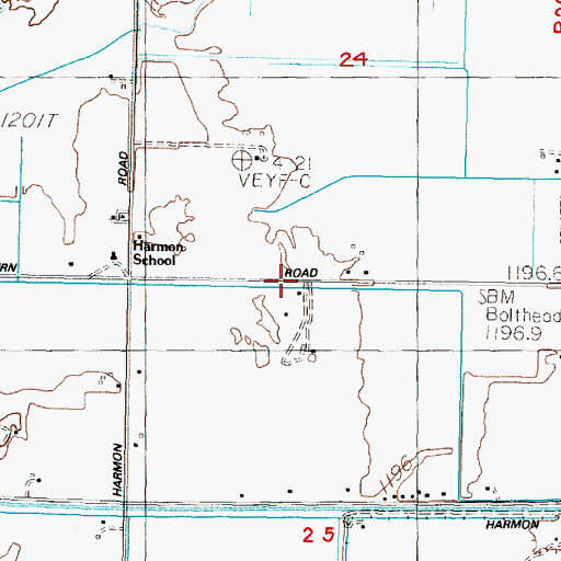 Topographic Map of Harmon Number One Drain, NV