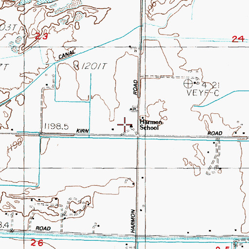 Topographic Map of Harmon School (historical), NV