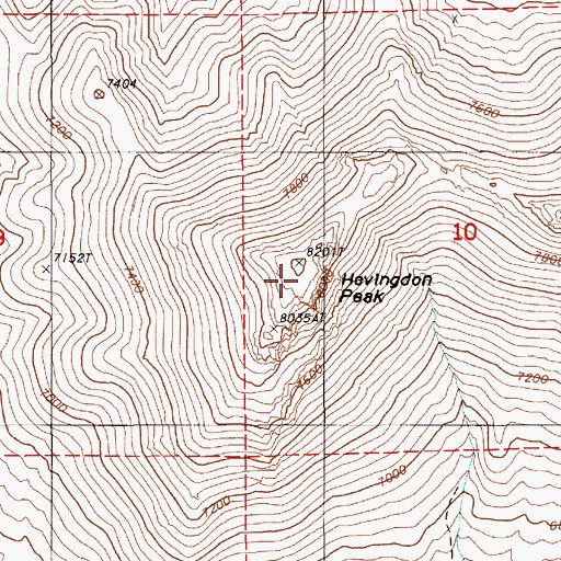 Topographic Map of Havingdon Peak, NV