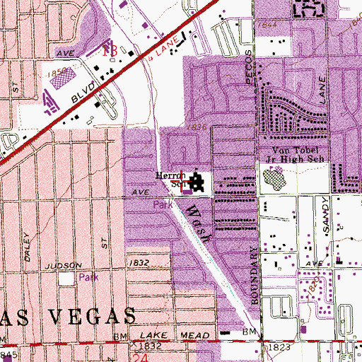 Topographic Map of Fay Herron Elementary School, NV