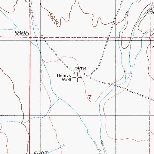 Topographic Map of Henrys Well, NV