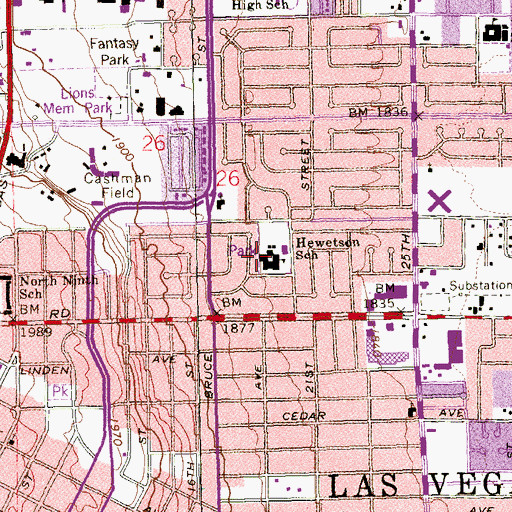 Topographic Map of Halle Hewetson Elementary School, NV