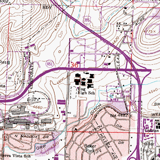 Topographic Map of Proctor R Hug High School, NV