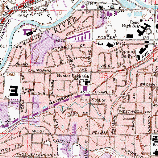 Topographic Map of Hunter Lake Elementary School, NV