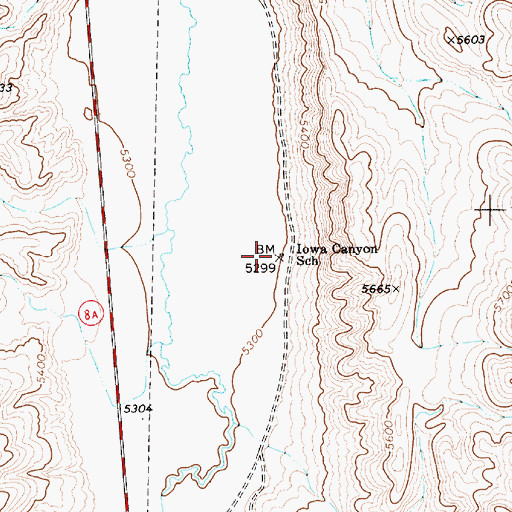 Topographic Map of Iowa Canyon School (historical), NV