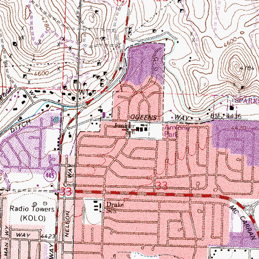 Topographic Map of Lena Juniper Elementary School, NV