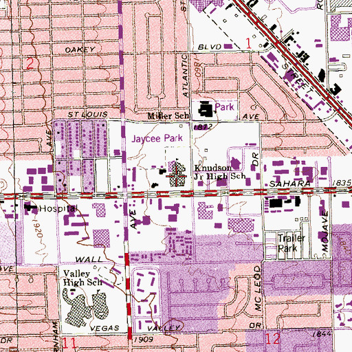Topographic Map of K O Knudson Middle School, NV