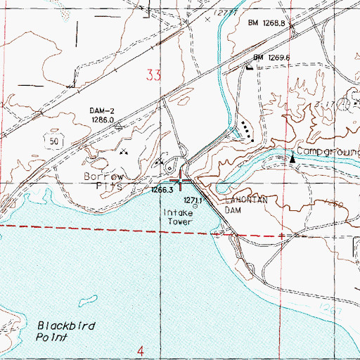 Topographic Map of Lahontan Dam, NV