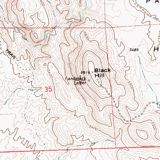Topographic Map of Landmark Letter, NV