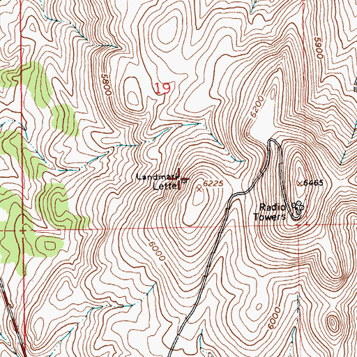 Topographic Map of Landmark Letter, NV