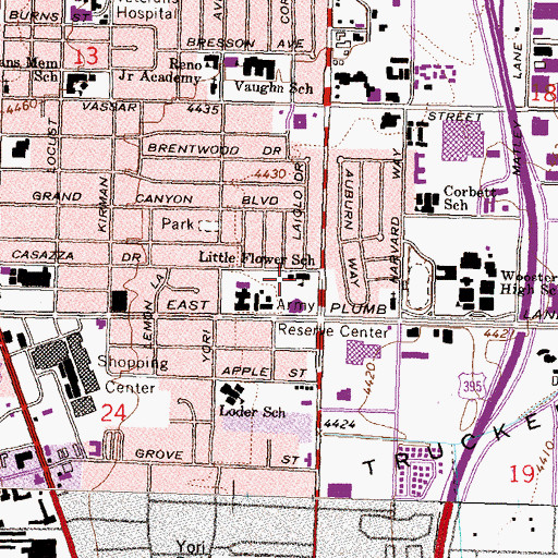 Topographic Map of Little Flower Elementary School, NV