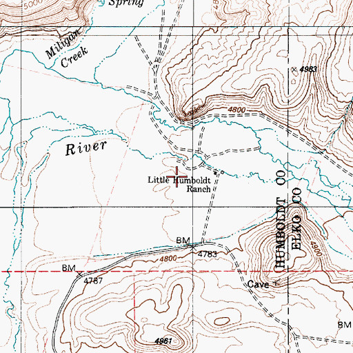 Topographic Map of Little Humboldt Ranch, NV