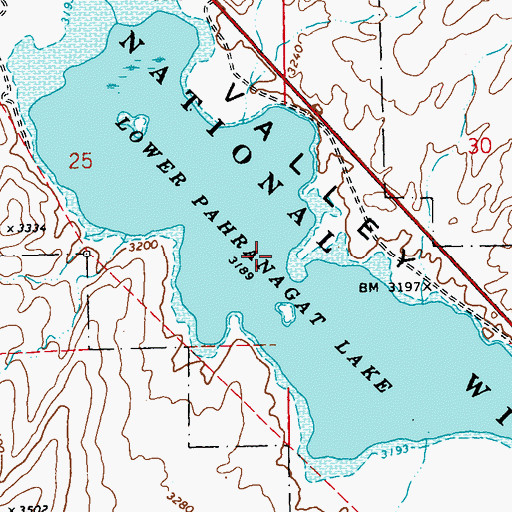 Topographic Map of Lower Pahranagat Lake, NV
