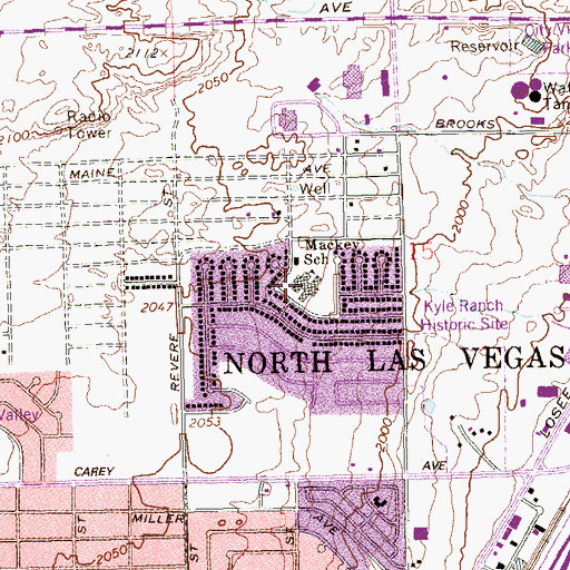 Topographic Map of Jo Mackey Elementary School, NV