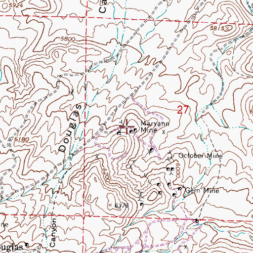 Topographic Map of Maryann Mine, NV