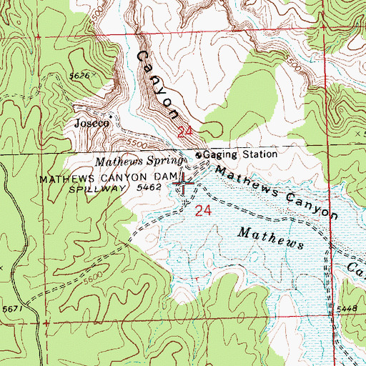 Topographic Map of Mathews Canyon Dam, NV