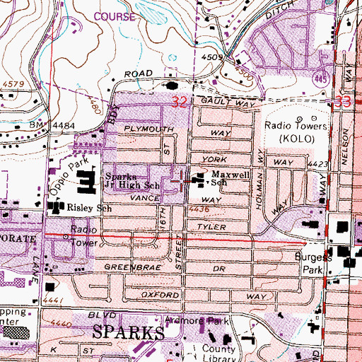 Topographic Map of Alice Maxwell Elementary School, NV