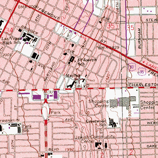 Topographic Map of Mayfair School (historical), NV