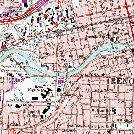 Topographic Map of McKinley Park School (historical), NV