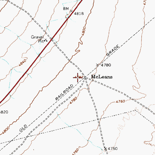 Topographic Map of McLeans, NV
