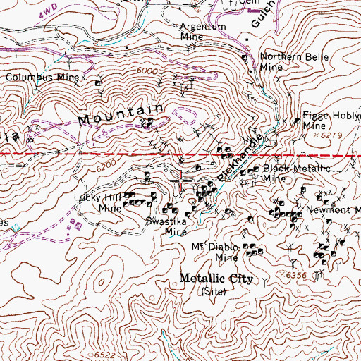 Topographic Map of Metallic City (historical), NV