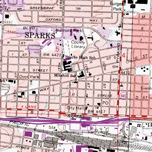 Topographic Map of Robert Mitchell Elementary School, NV